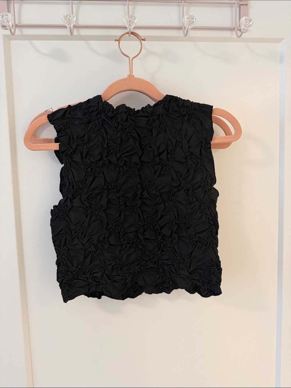 ZARA Black Ruched Sleeveless Crop Top